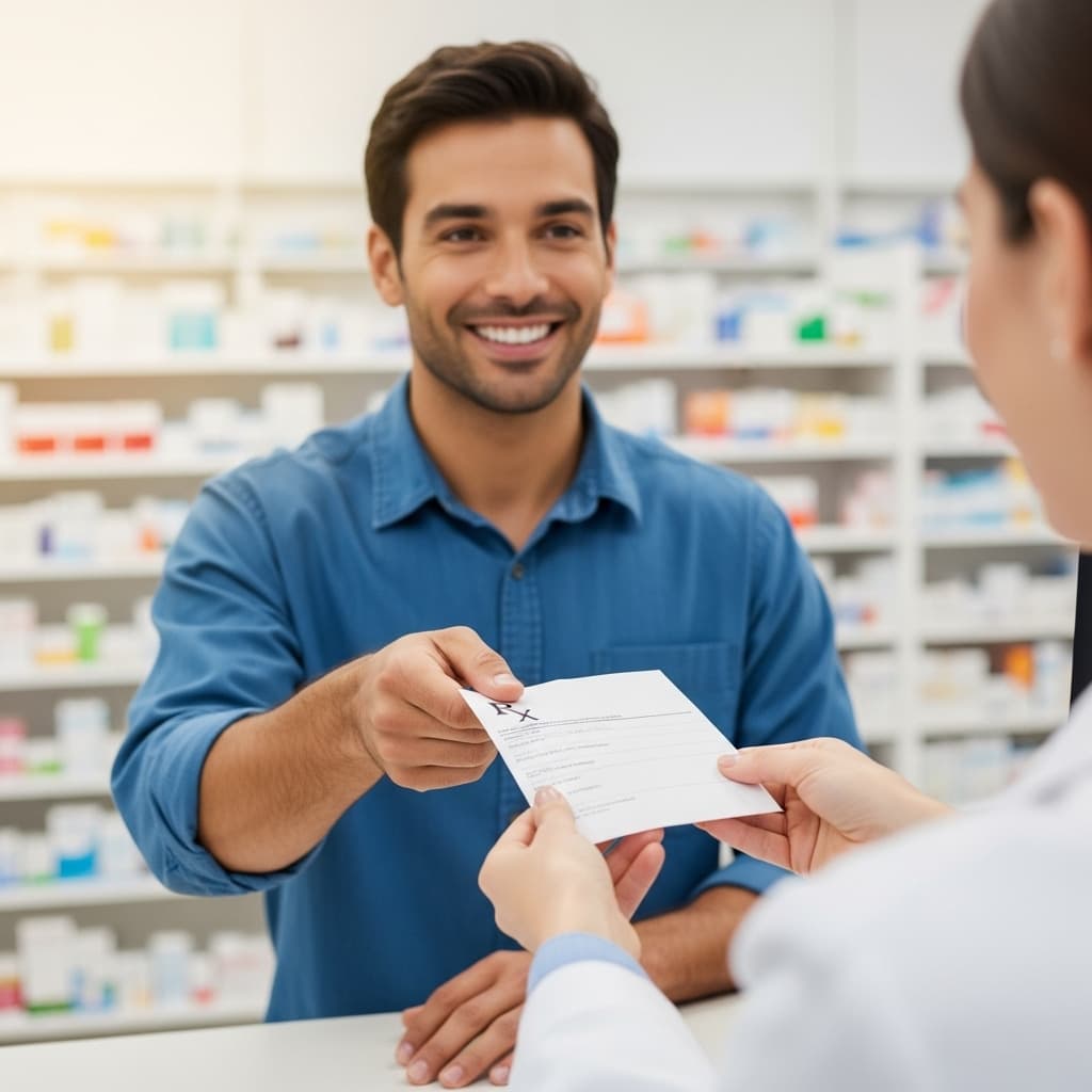 Pharmacist consulting patient