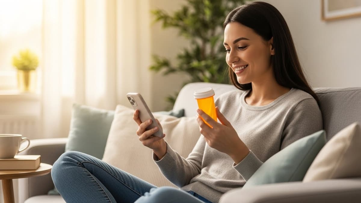 Patient using mobile app
